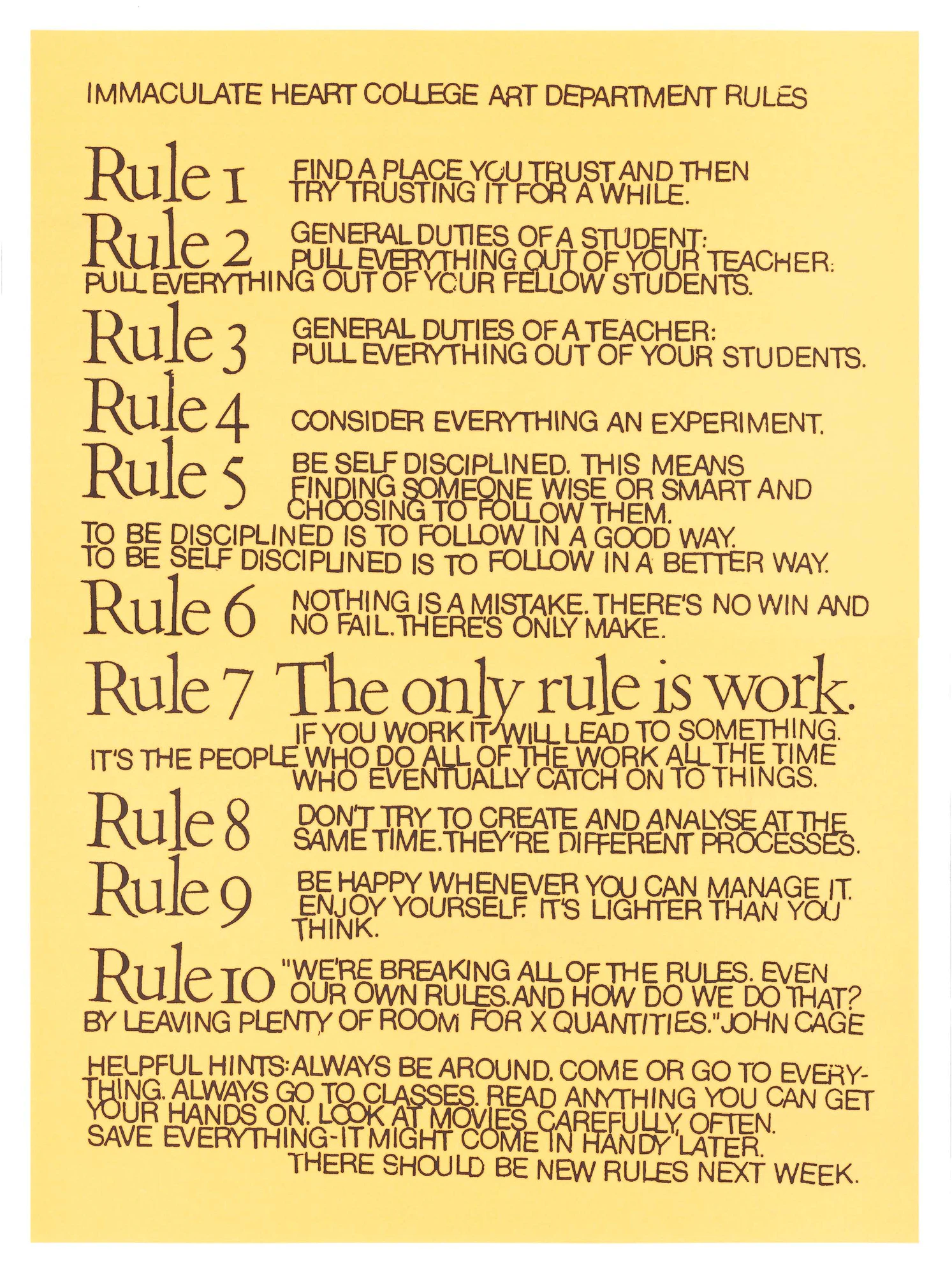 The 10 Rules from Corita Kent